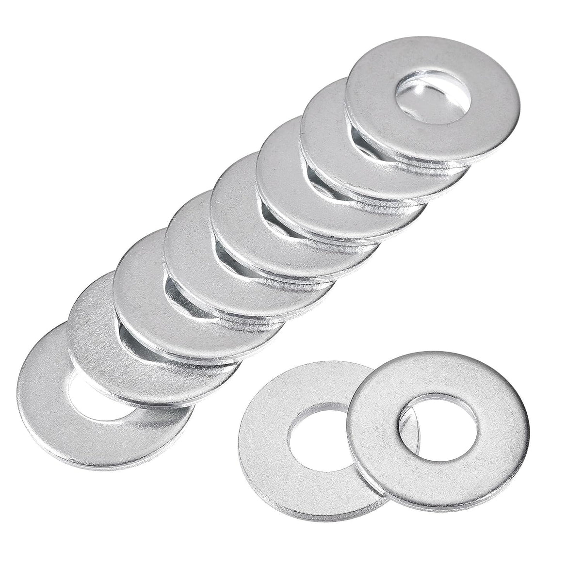10mm x 25mm x 2mm Zinc Plated Carbon Steel Flat Washer for Screw Bolt 50Pcs