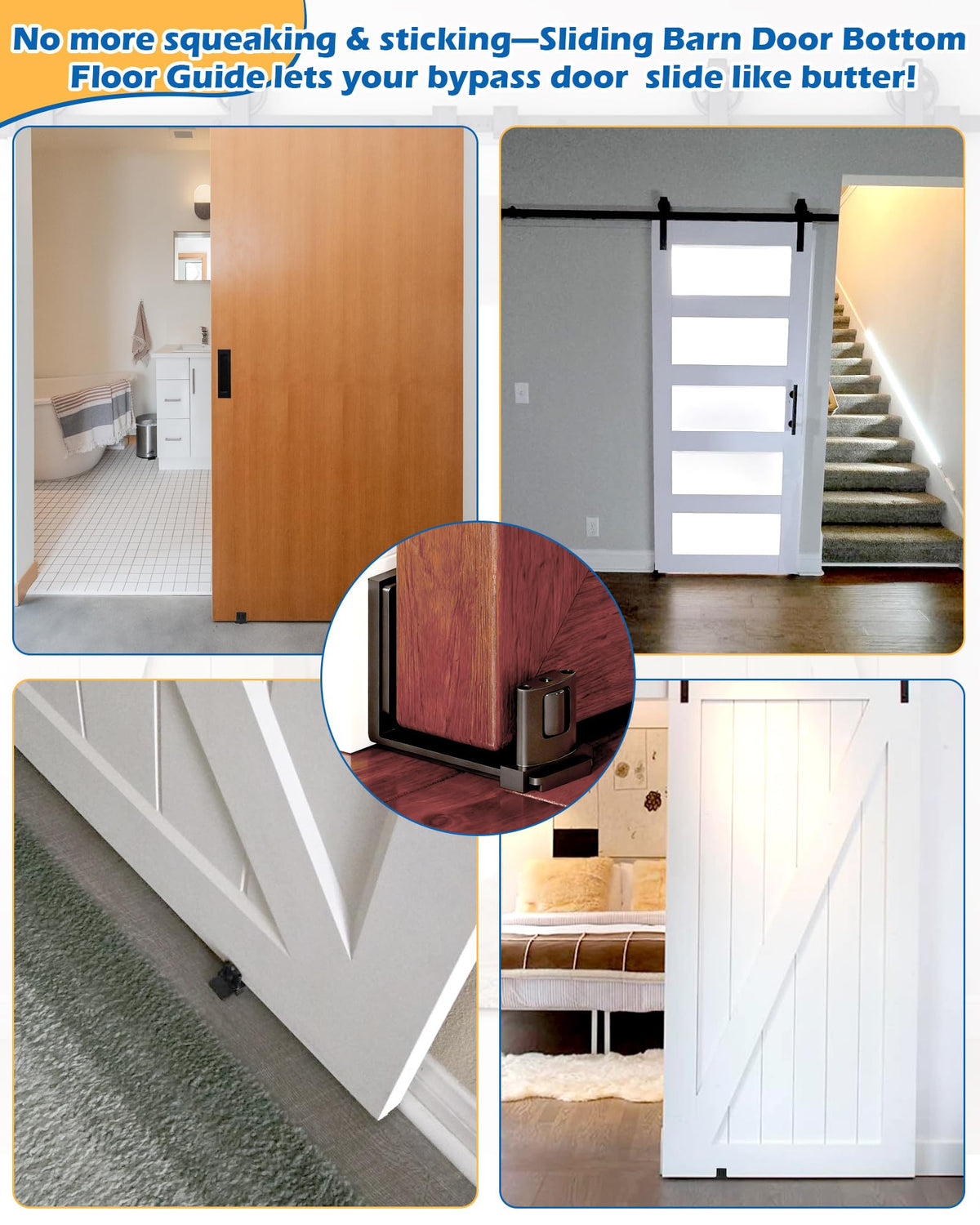 Barn Door Bottom Roller Guide U Shape Adjustable Wall Mount Floor Stopper