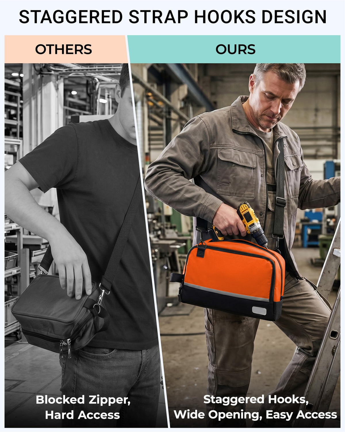 LinkMejor 2 Pack Small Tool Bags with Strap 12" & 10"