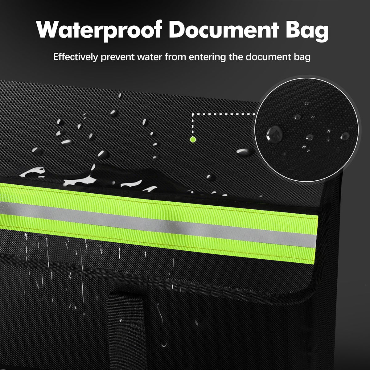 Large Fireproof Document Bag for Home Safe Storage, 24 x 12 x 12in, Black