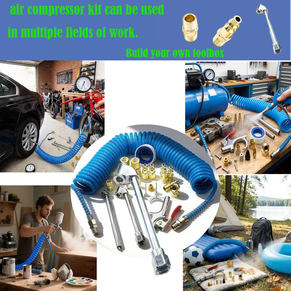 Kit de Acessórios para Compressor de Ar LinkMejor 22 Peças, 1/4" NPT, Mangueira de 25FT
