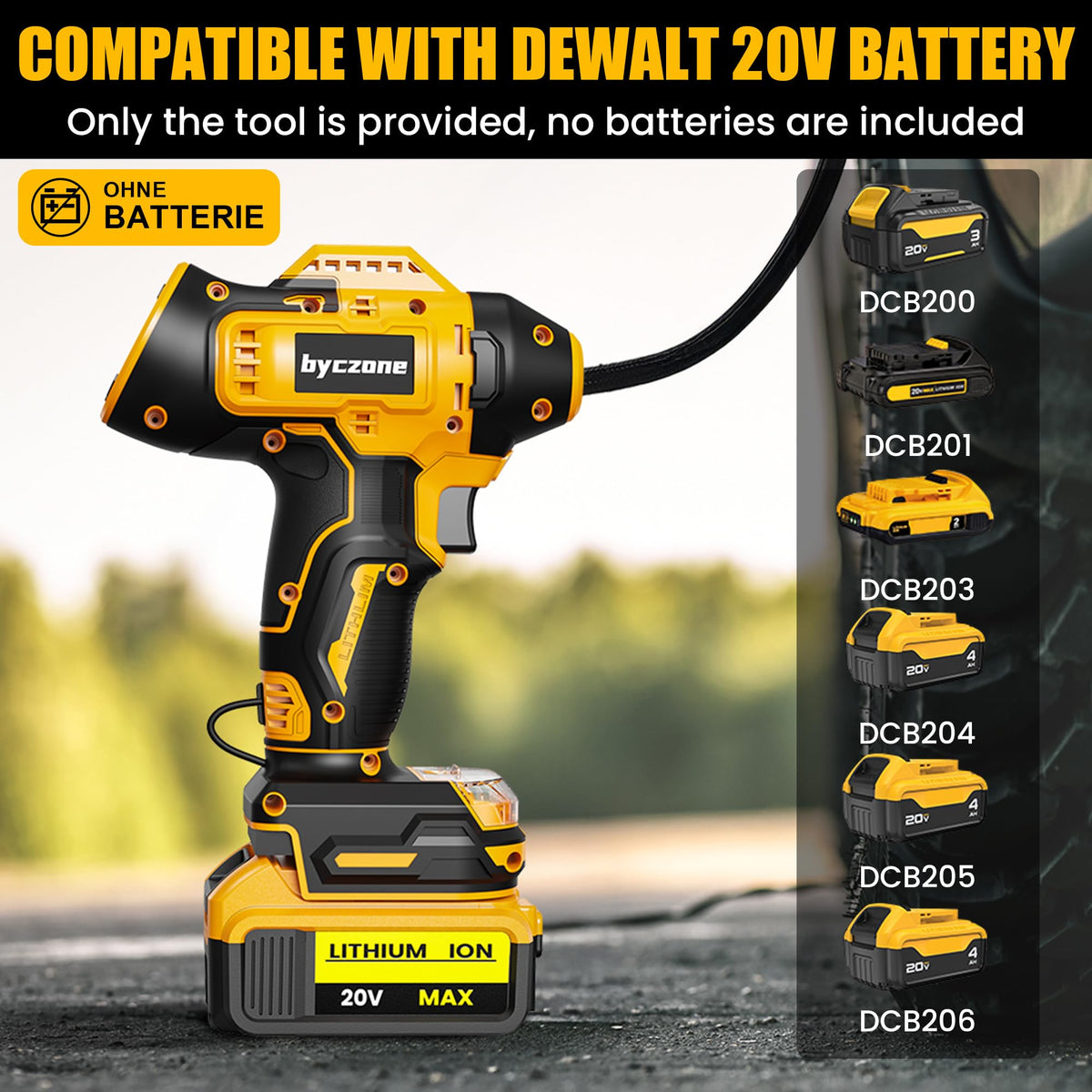 Inflador de Pneus de 160 PSICompatível com Bateria Dewalt 20V Max