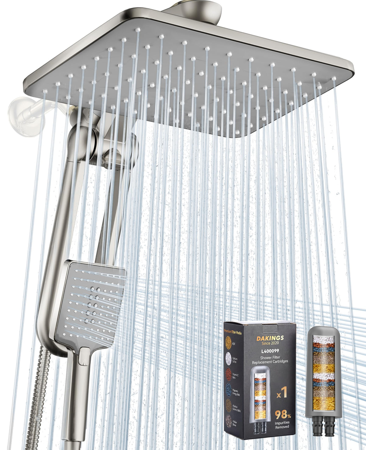 Dual Shower Head Combo with Filter (Brushed Gray)