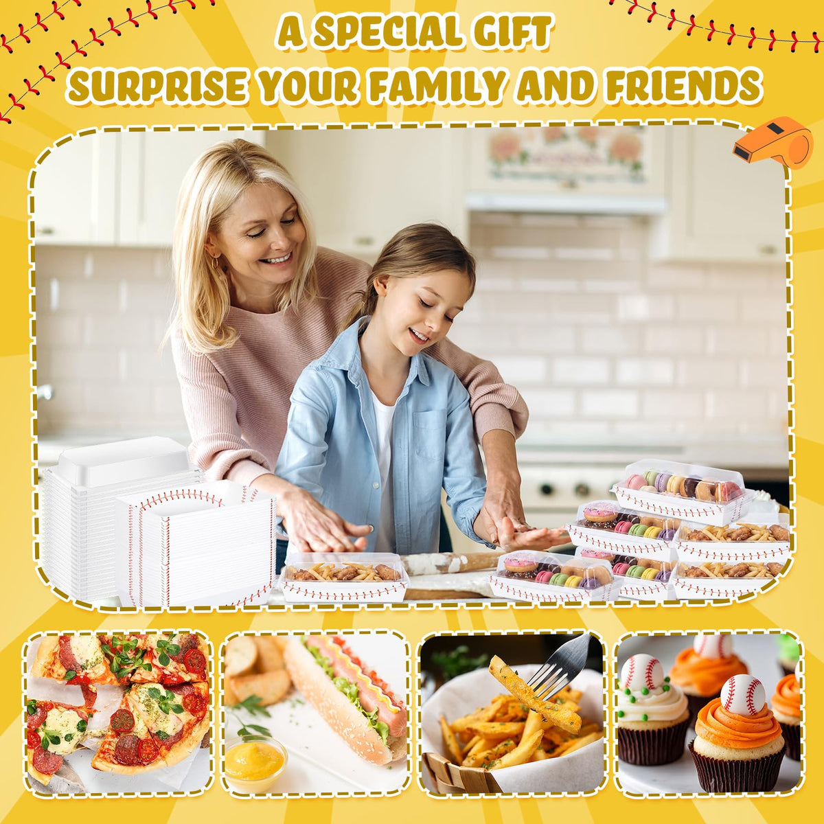 LinkMejor 50 Pack Baseball Charcuterie Boxes met Transparante Linten