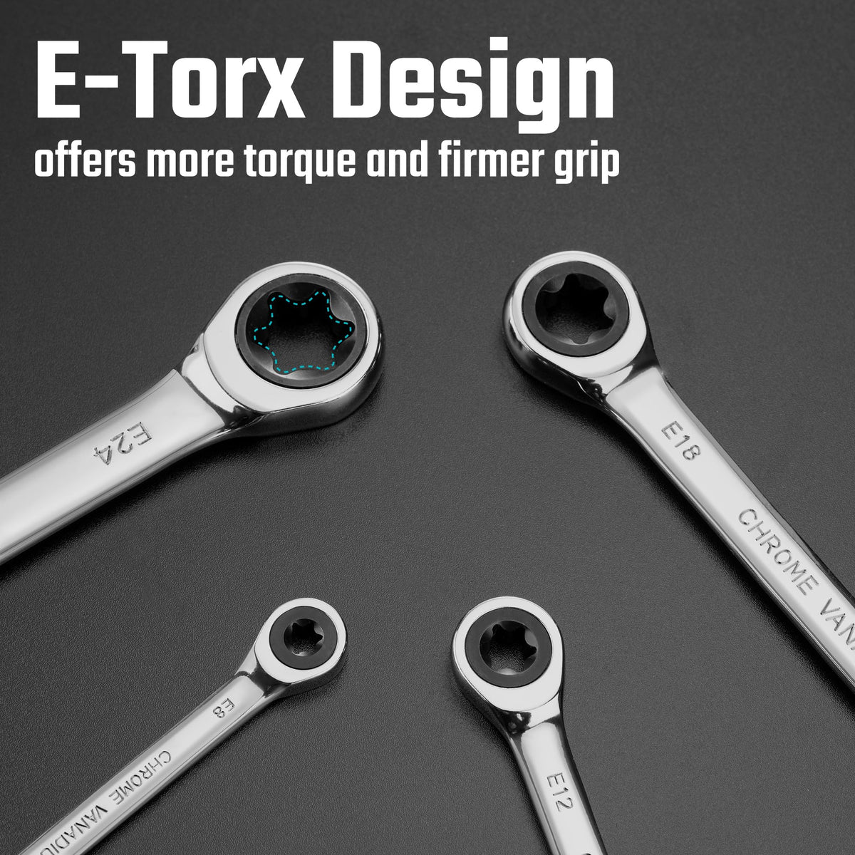 LinkMejor 4-Pçs Conjunto de Chave de Fenda E-Torx, Chave de Fenda Externa, Caixa Dupla