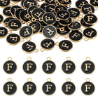 LinkMejor 52pcs Letter Charm, Enamel Letter Pendants, Alphabet F Pendants Double Sided Beads Charm for DIY Bracelet Necklace Pendants Earring Jewelry, Black
