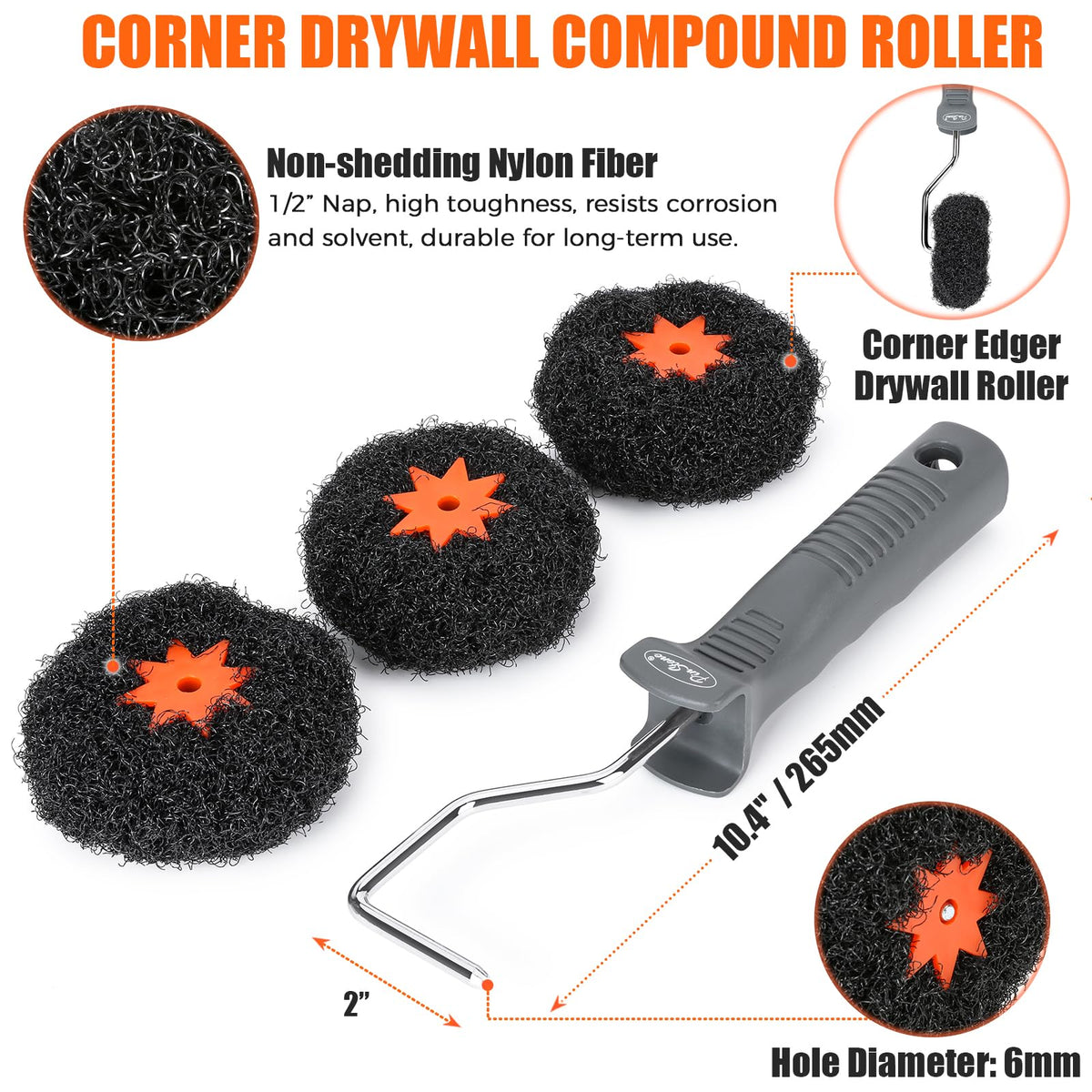 4 Adet Duvar Kenarı Kompozit Roller Seti ile 2" Dişli Roller Çerçevesi