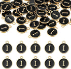 LinkMejor 52pcs Letter Charm, Enamel Letter Pendants, Alphabet I Pendants Double Sided Beads Charm for DIY Bracelet Necklace Pendants Earring Jewelry, Black