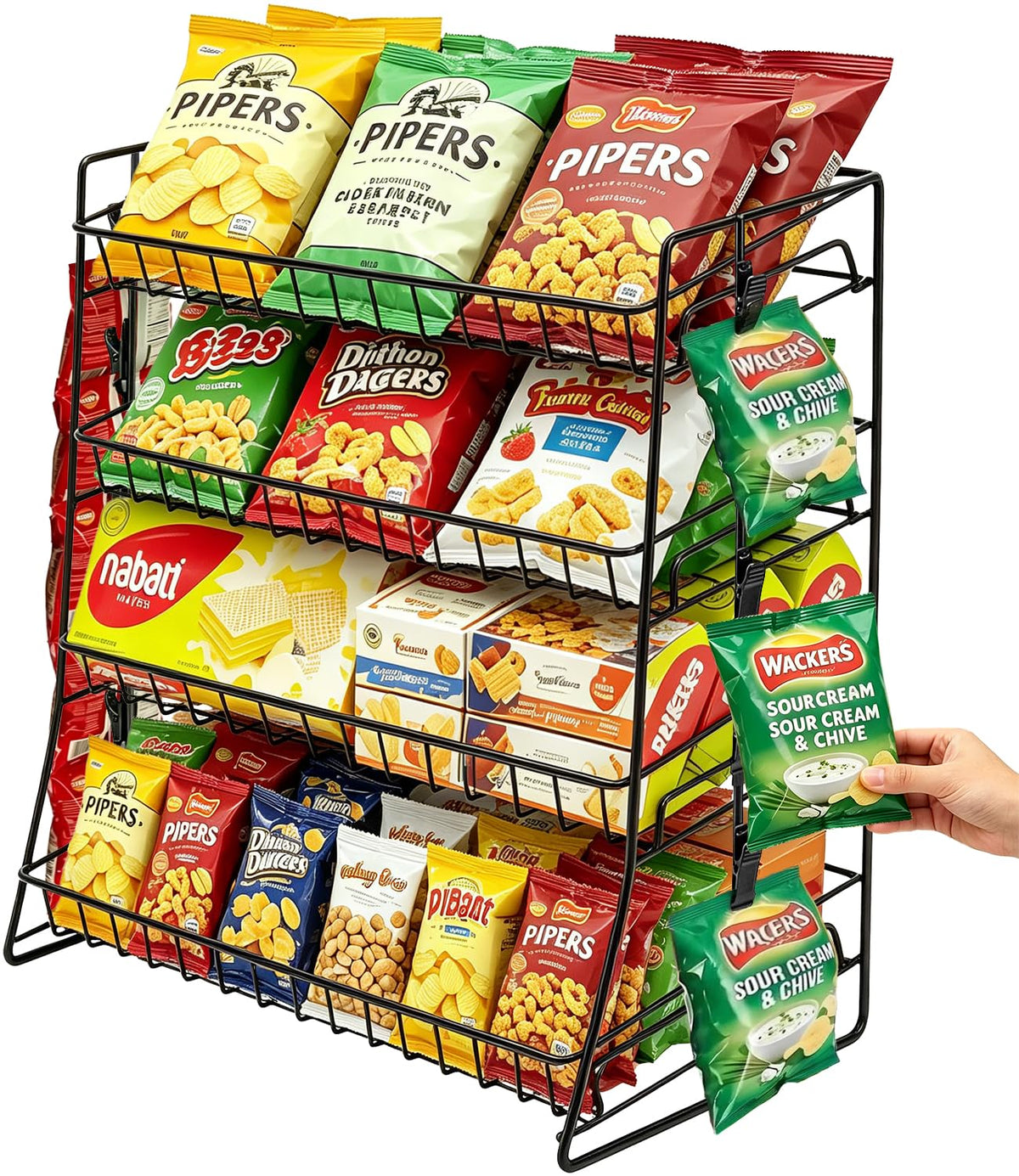 LinkMejor Candy Display Rack med 10 Clips, Snack Organizer til Hættebord