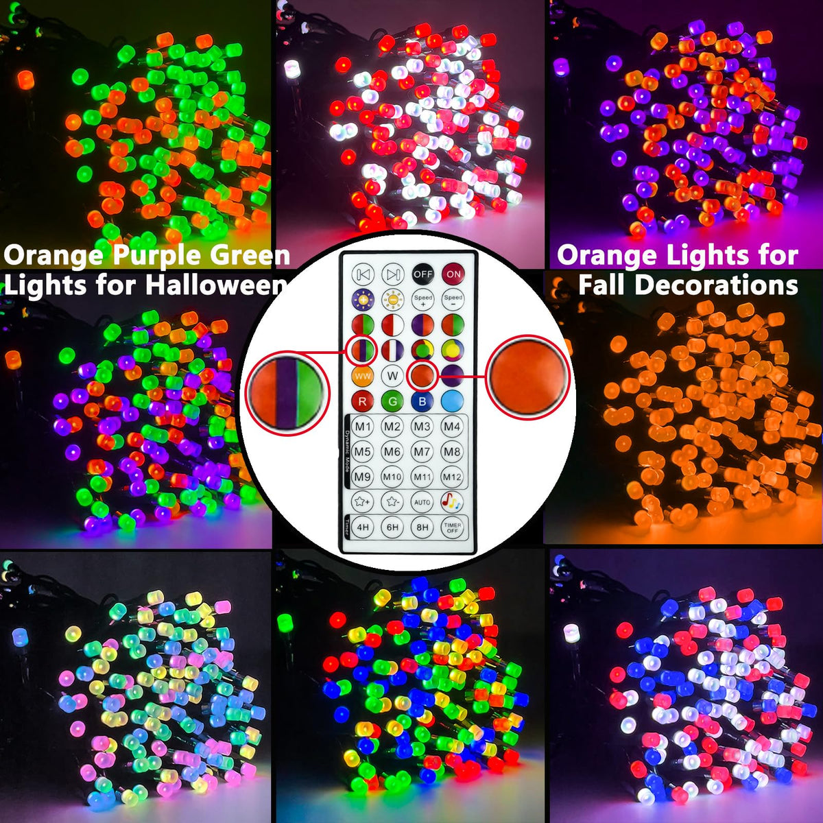Luminaire à LED coloris changeant pour l'arbre de Noël et Halloween, 66 FT, 200 LED