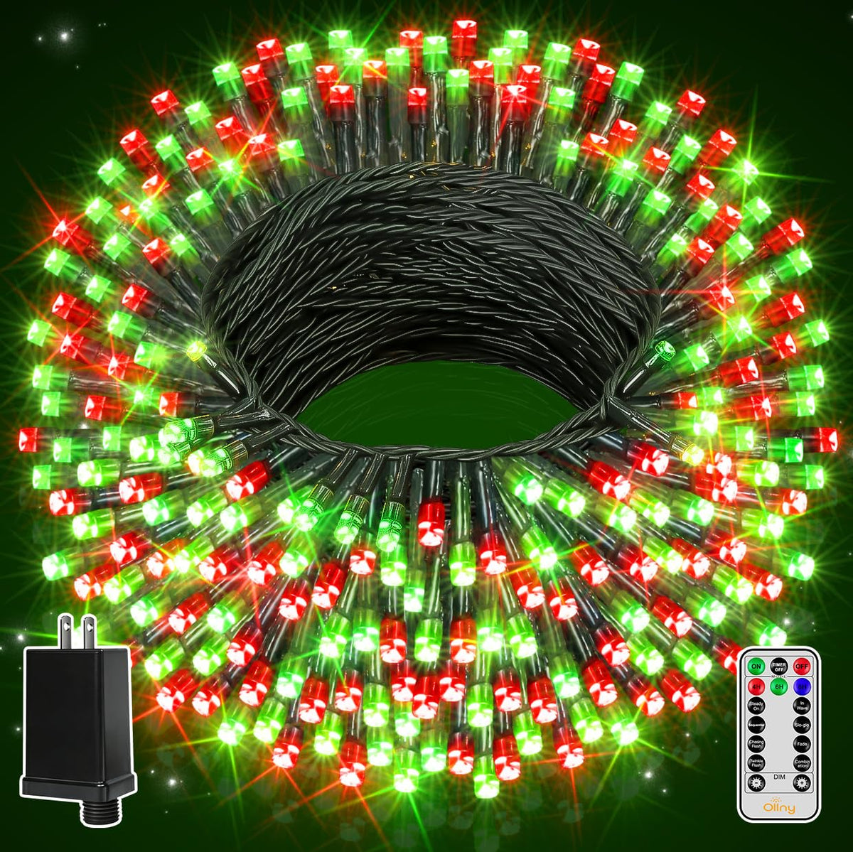 링크메조어 크리스마스 트리 라이트 400LED 132피트,緑 & 빨강, 리모컨 & 타이머