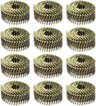 3600 Count Siding Nails 1-3/4" x 0.083" 15-Degree Ring Shank Full Round Head Collated Wire Coil for Lath and Sheathing Materials