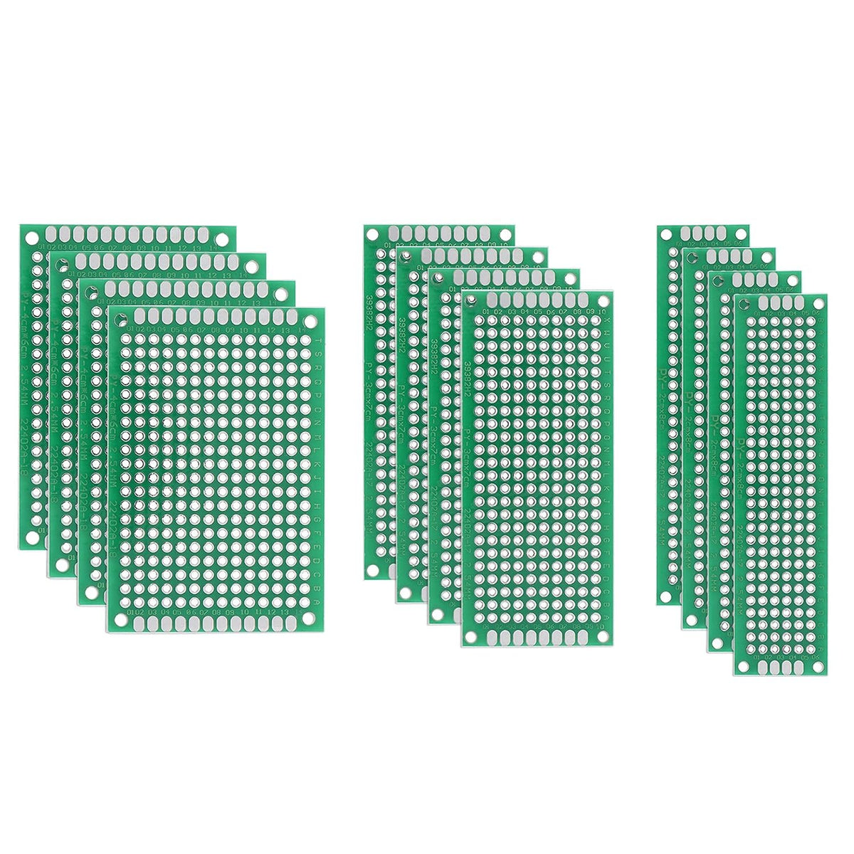 Double-Sided PCB Board Printed Circuit Boards Kit (3 Sizes - 4x6 3x7 2x8) Prototyping Board for DIY Soldering Electronic Projects Practice Test Circuit 12pcs