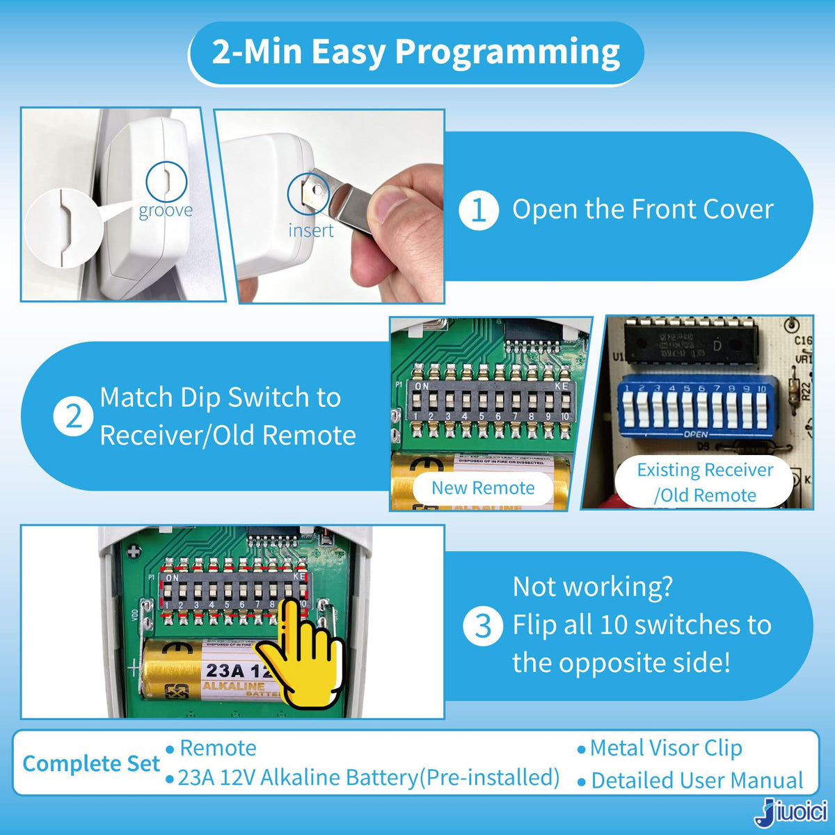 Melhorado para Linear 3089 308911 Multicode Gate Opener Clicker Remote, 5PK