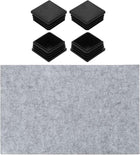 4 Pcs Square Plastic Plugs with Furniture Felt Pad, 38mm/1.5" Tubing End Caps Furniture Leg Inserts for Metal Tubing Chair Table Legs