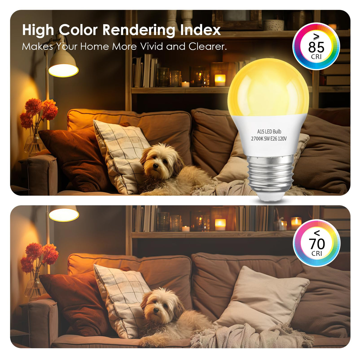 ลำปัดแสง LED LinkMejor A15 2 แบบ 5W 2700K สามารถปรับดับได้ ตาแสงตาราง