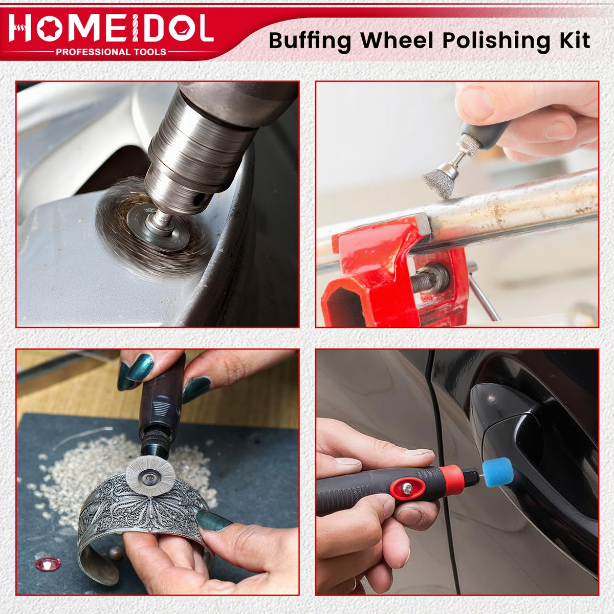 103PCS Kit de Polimento para Rodas de Polimento Dremel 1/8" de diâmetro Bits de Polimento