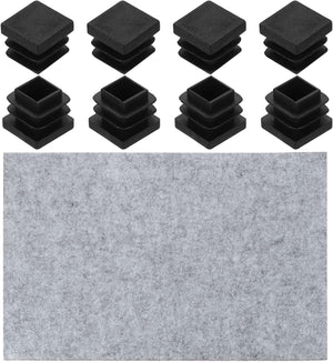 8 Adet Kare Plastik Takoz, 15mm/0.59" Boru Son Kapaklar, Metal Boru Sandalye Masa Ayakları İçin Mobilya Felt Takozu