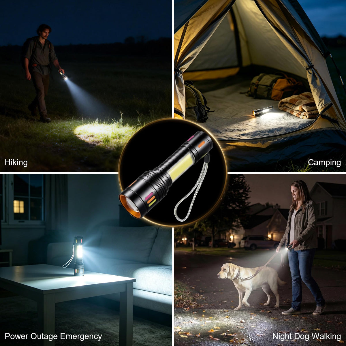 LinkMejor Luminători Reîncărcabili, Înalti Lumeni, Display LCD, 2 Pack din Aluminiu