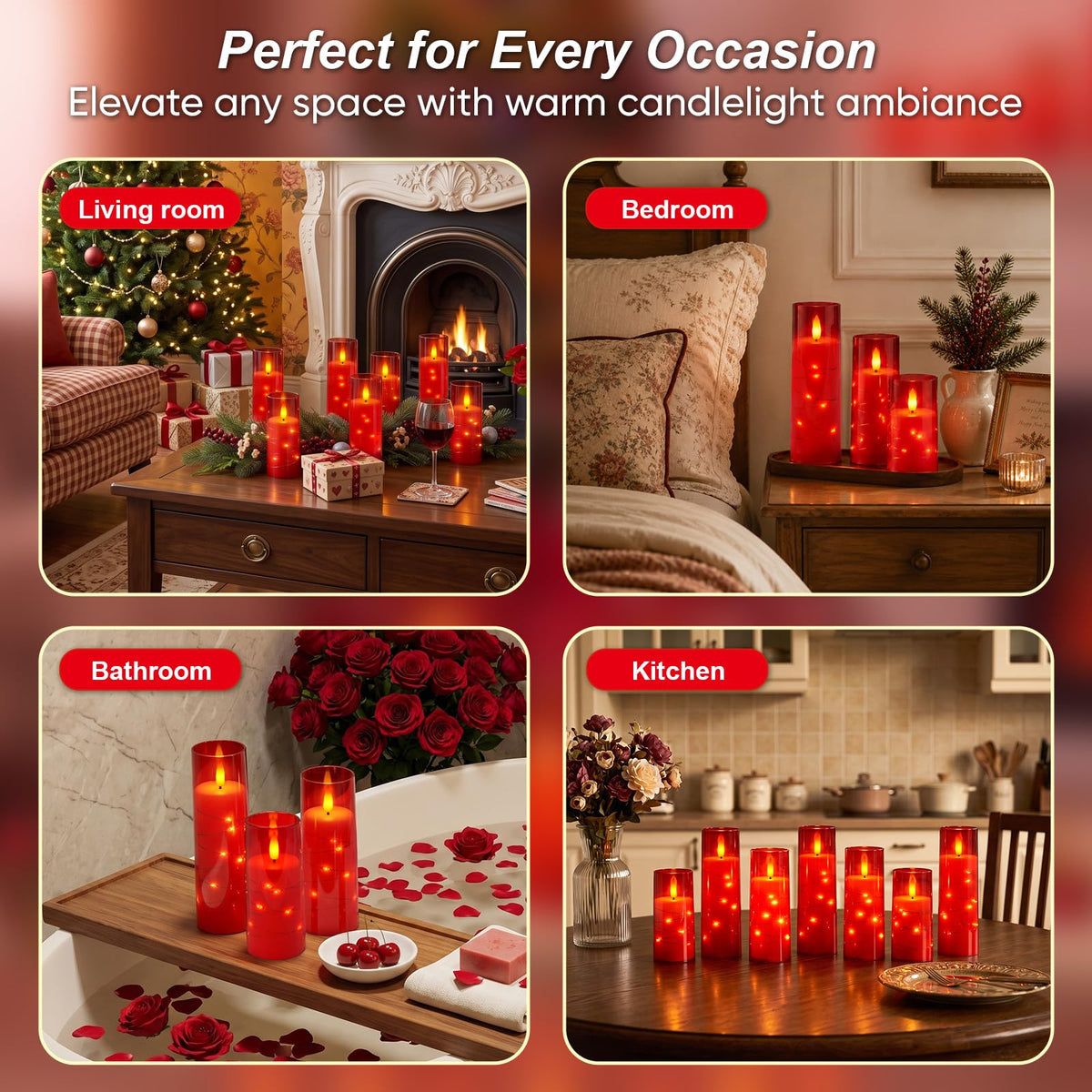 LinkMejor 7 Pack Flameless Battery Operated Pillar Candles with Remote Timer
