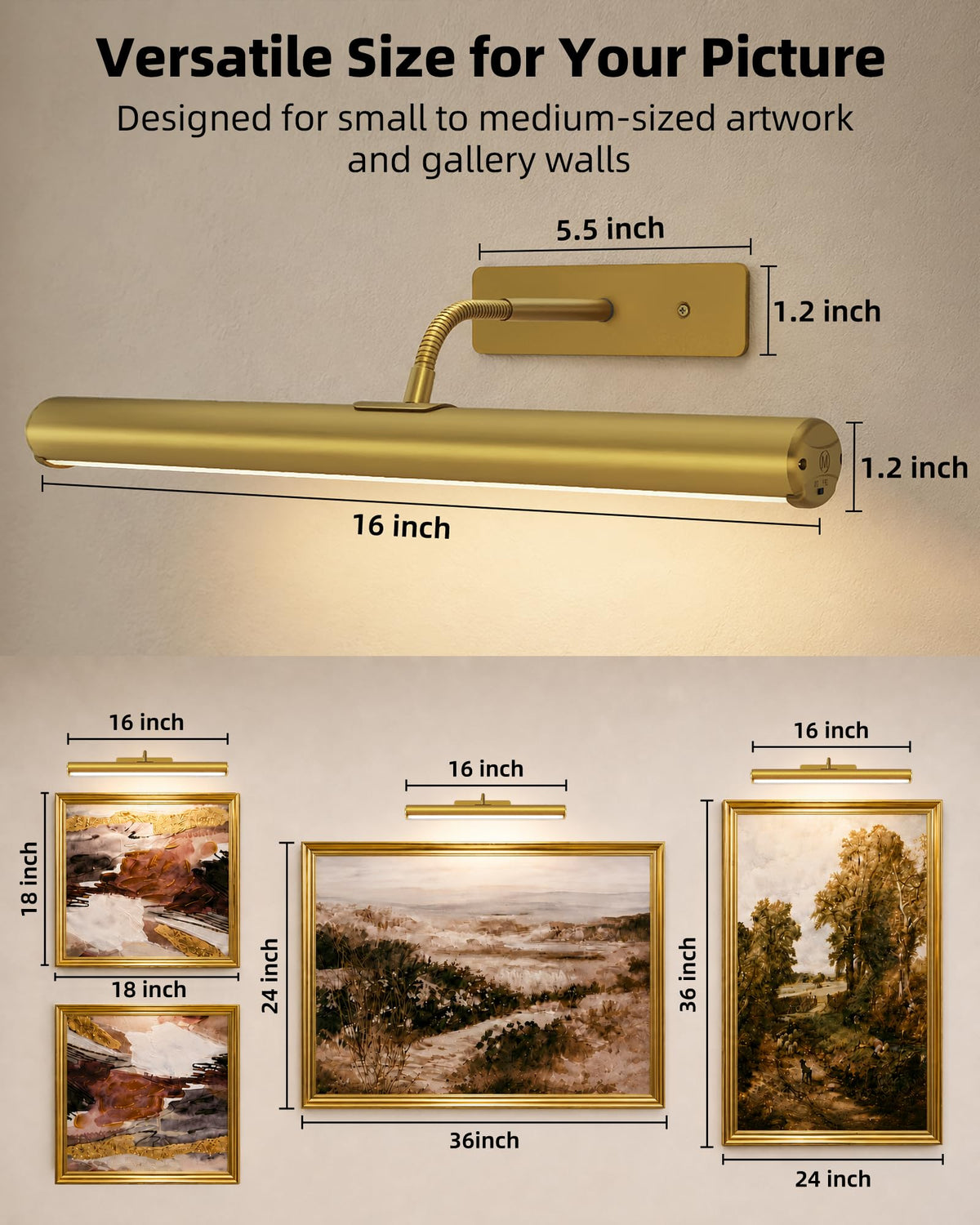 LinkMejor 16-inch Luce Immagine per Muro, Luce d'Arte Ricaricabile
