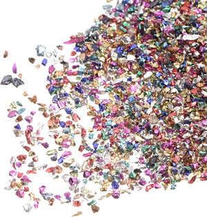 20g Crushed Glass Chips, 1-3mm Irregular Metallic Glitter Glass for Craft DIY Jewelry Vase Filler Epoxy Resin Decoration Colorful