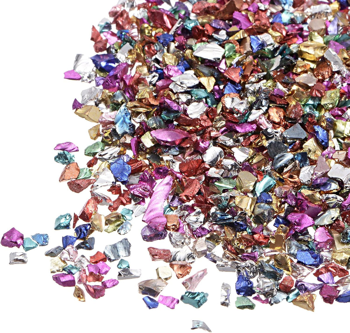 20g Crushed Glass Chips, 2-4mm Irregular Metallic Chunky Glitter Glass for Craft DIY Jewelry Vase Filler Epoxy Resin Decoration Colorful