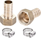 Brass Barb Hose Fitting Connector Adapter 14mm Barbed x G1/2 Female Pipe with 9-16mm Hose Clamp 2Set