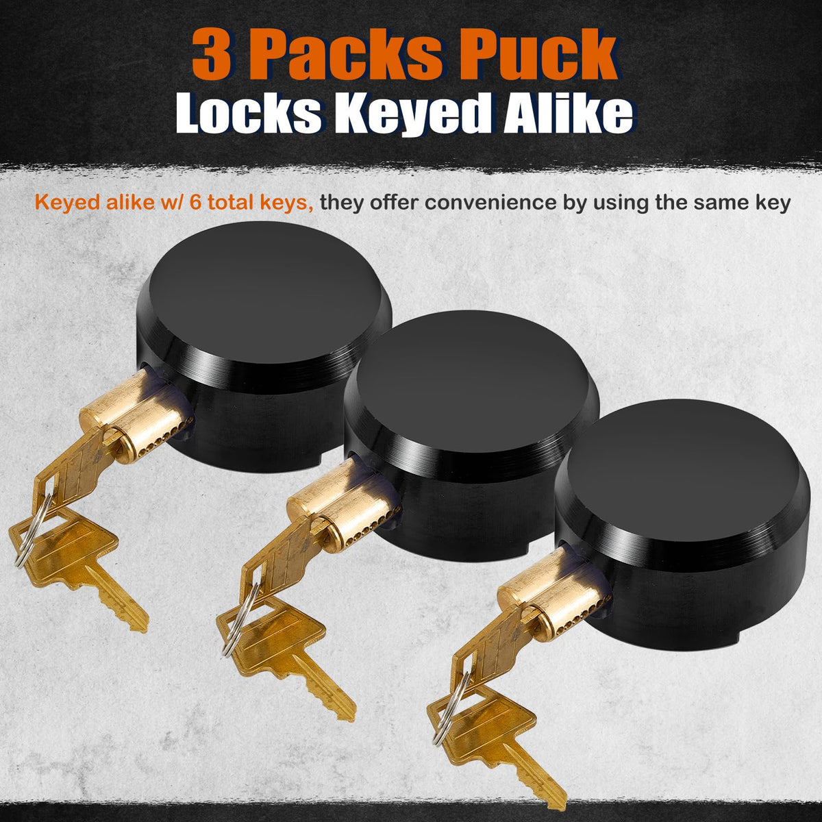 LinkMejor Puck Lock pour Remorques 6061 Aluminum Solide Clef Identique 3 Pack