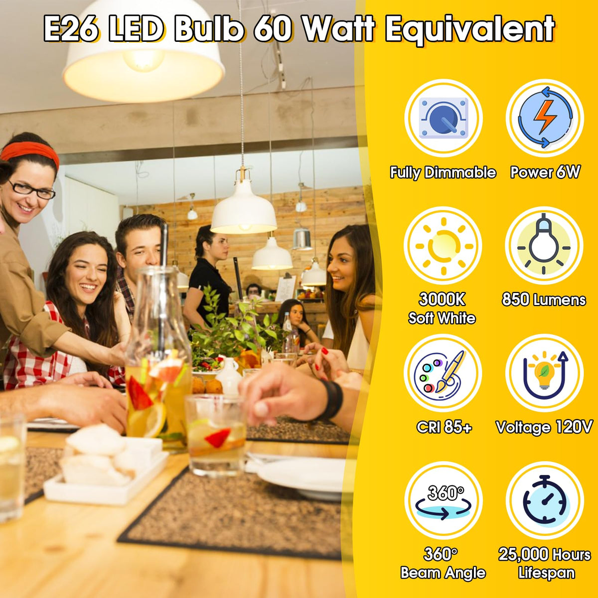 링크메이저 60W 대체 LED 에디슨 램프 조명 조절 가능 850LM 부드러운 흰색 3000K