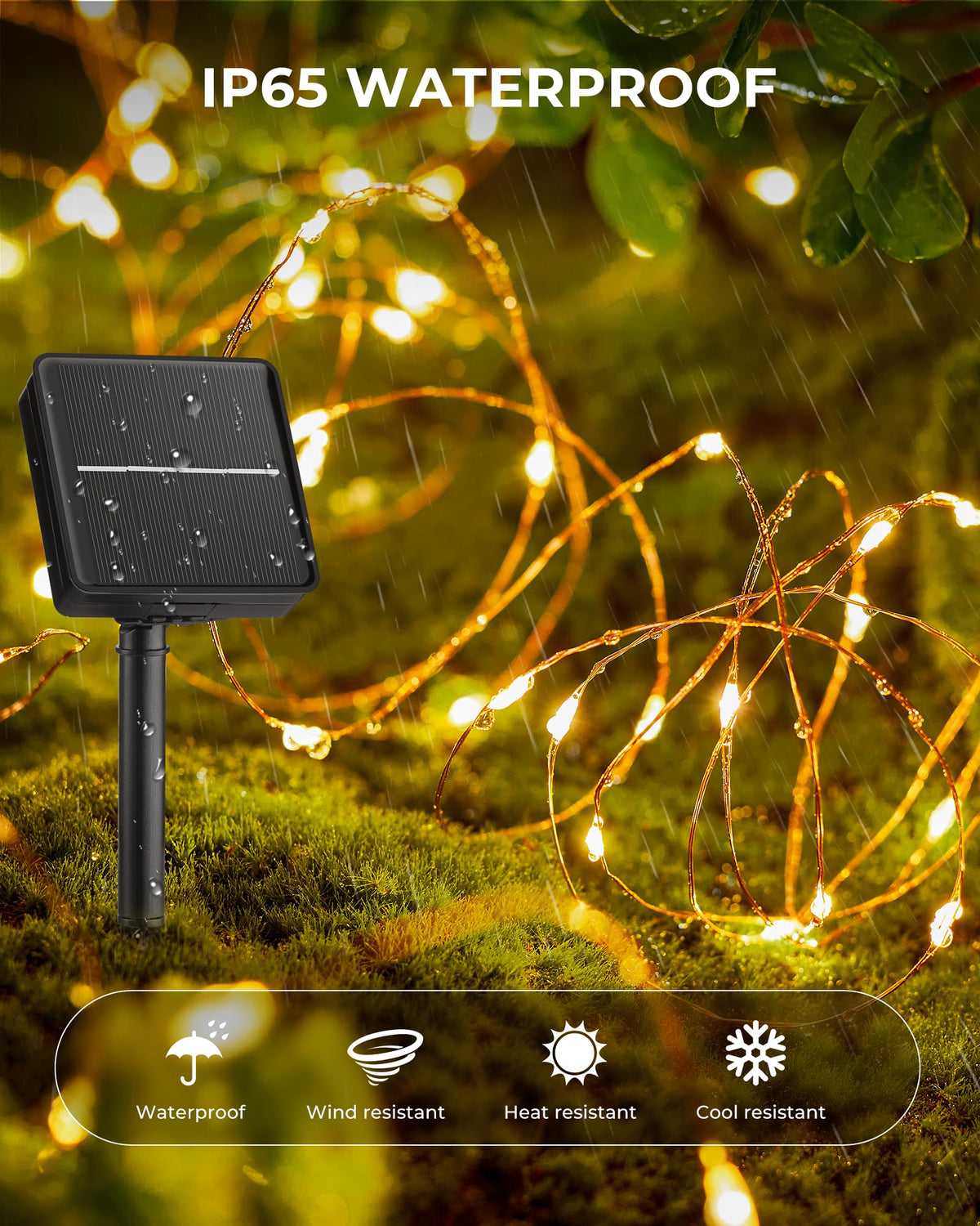 Kereta api Solar, 2 Paket Total 66Ft 200 LED fairy Lights dengan 8 Mode
