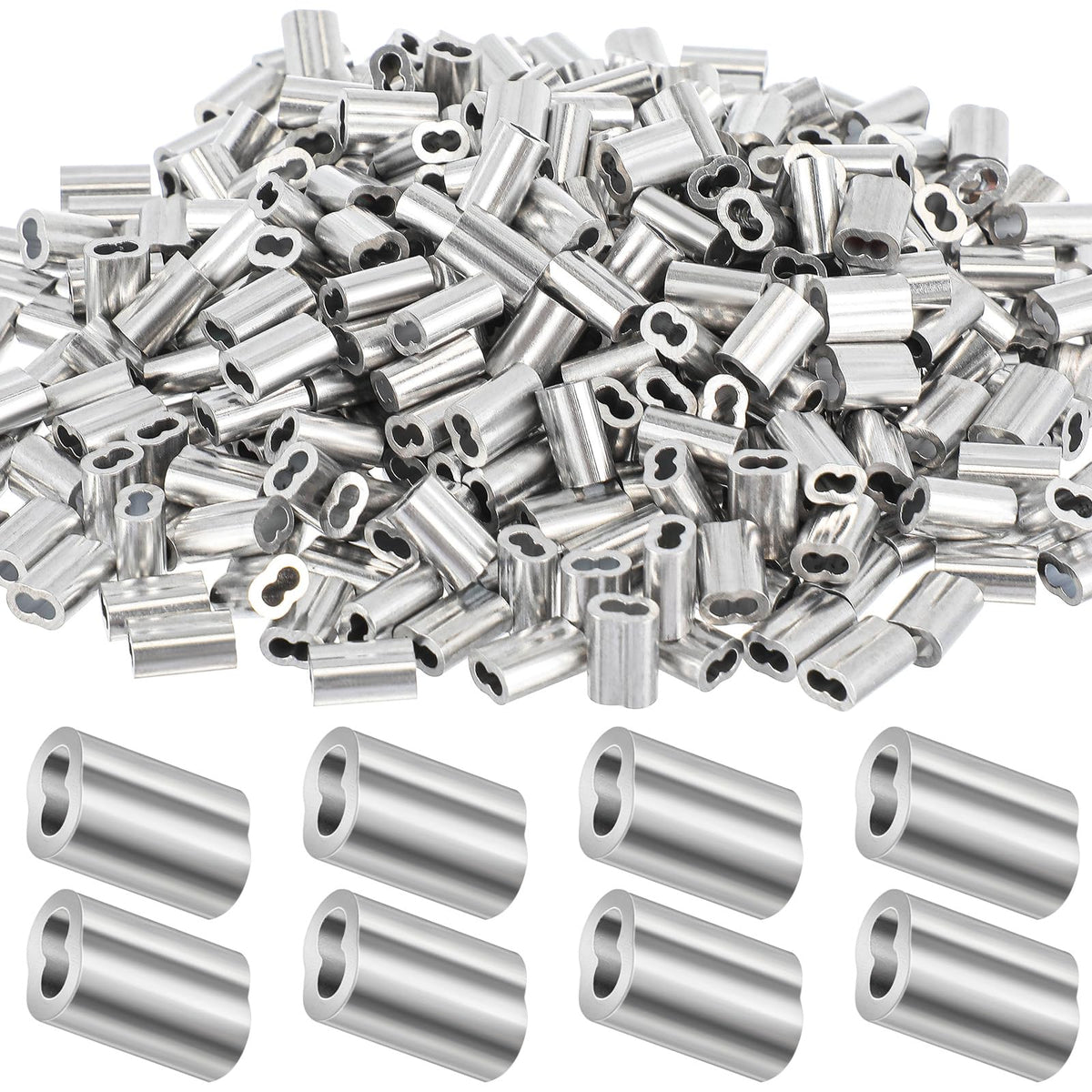 50 stk 1/4" Aluminium Klemmeloopsænk, Kabelfastgørelsesbeslag, Sølv