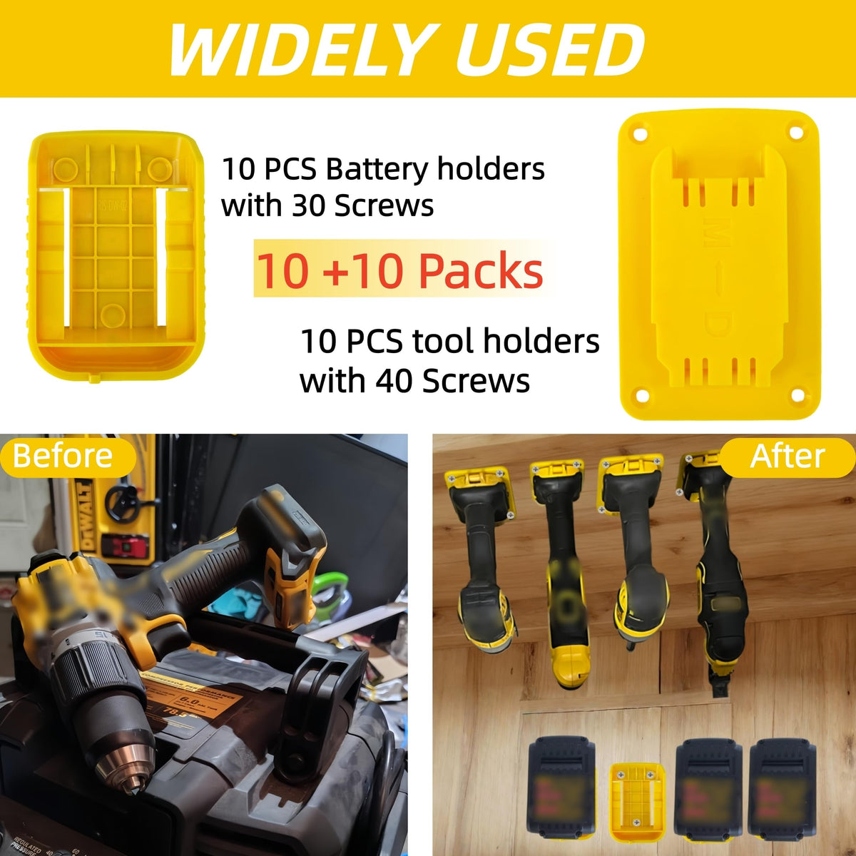 20 Pack Verktygsbatteripackagehållare Kompatibel med Dewalt 20V 60V