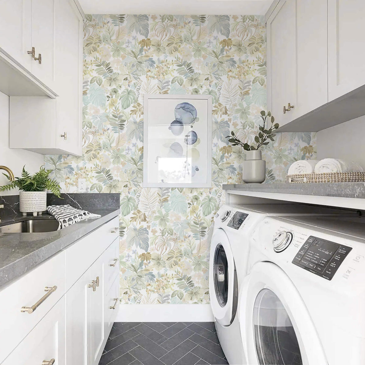 LinkMejor Boho Peel and Stick Wallpaper Tropical Wall Paper Botanico Floreale Contact Paper 17.3''X196'' Removibile Self Adhesive Wallpaper for Bathroom Kitchen Cabinet Waterproof Thicken Decor Vinyl Roll