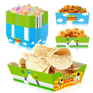 LinkMejor 24Pcs Karakter Cerita Piring Kertas Pangan Dapat Dihancurkan Langit Biru Awan Putih Peralatan Pesta Ulang Tahun