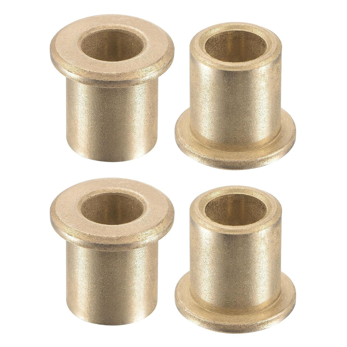 Flange Sleeve Bearings 8mm Bore 12mm OD 15mm Length 16mm Flange Dia 2mm Flange Thickness Sintered Bronze Self-Lubricating Bushing 4pcs