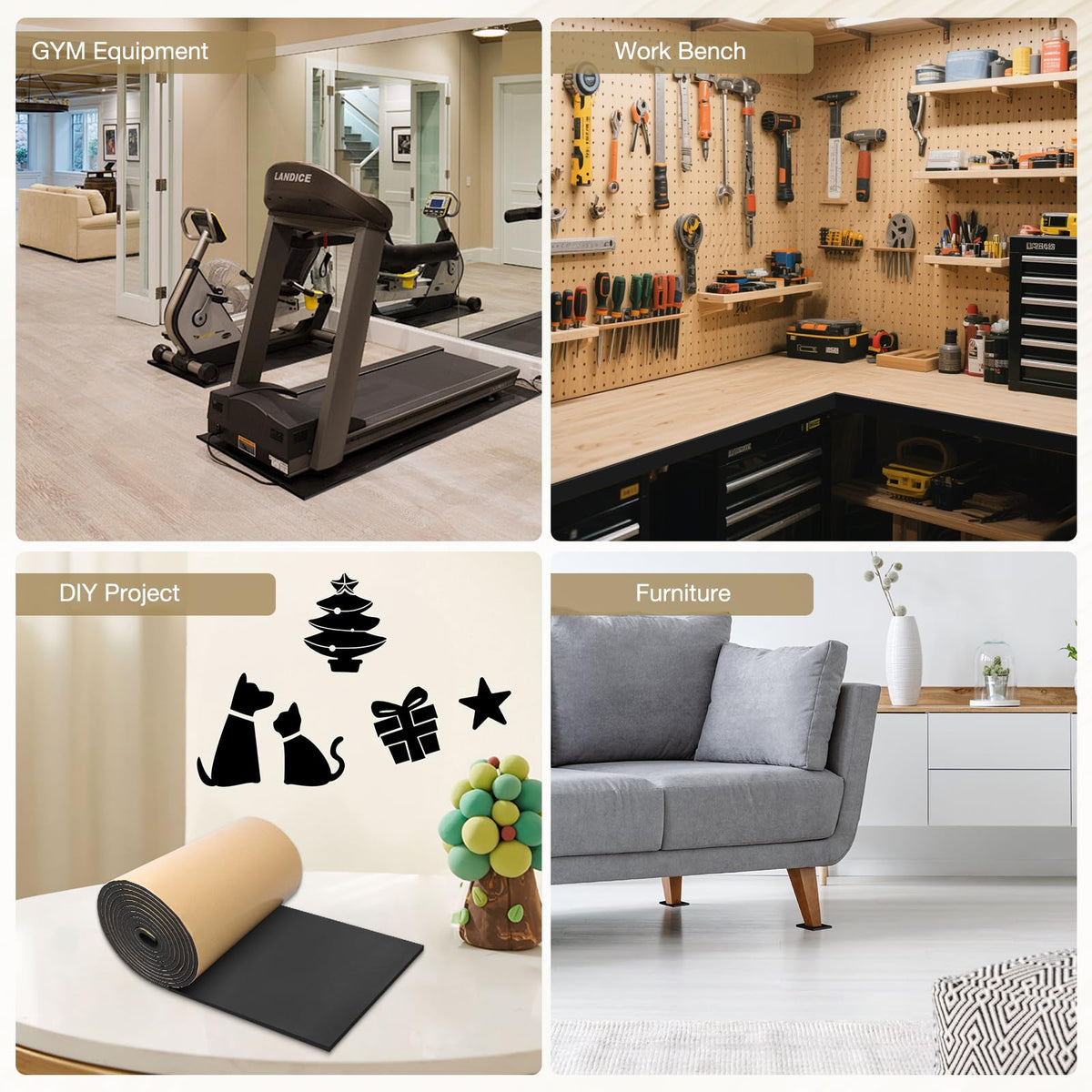 LinkMejor Mousse de Pad en Neoprene Adhésif Auto Collant, Feuille de Mousse, Noir