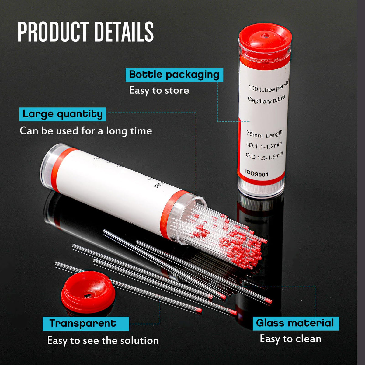 LinkMejor 200 Pcs Tubes Capillaires en Verre 75 mm