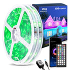 LinkMejor 100FT Outdoor LED Strip Lights Waterproof (2 Rolls of 50ft) IP65 Led Strip Lights with Remote, RGB Color Changing Christmas Rope Lights for Outside