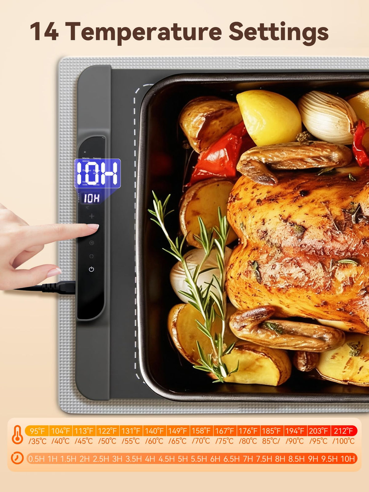 LinkMejor Grzewcza mata do jedzenia Extra Large 36"x15" Szara z Timerejem i Temp