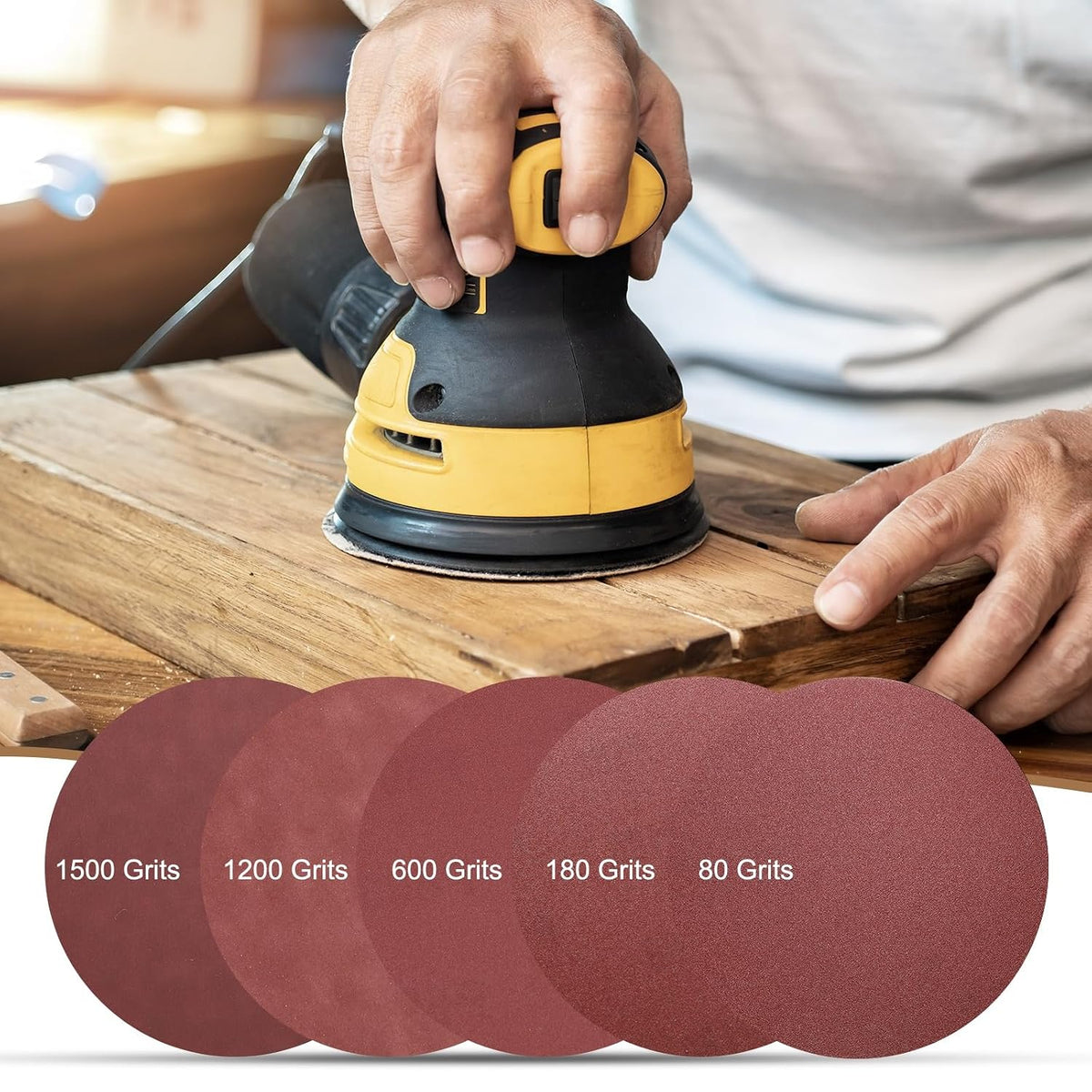 15pcs 8-Inch PSA Sanding Discs, 400 Grits Aluminum Oxide Self Adhesive Stick Back Sandpapers, No-Hole Round Wet/Dry Sander Papers, Sand Auto Car Paint, Wood, Metal