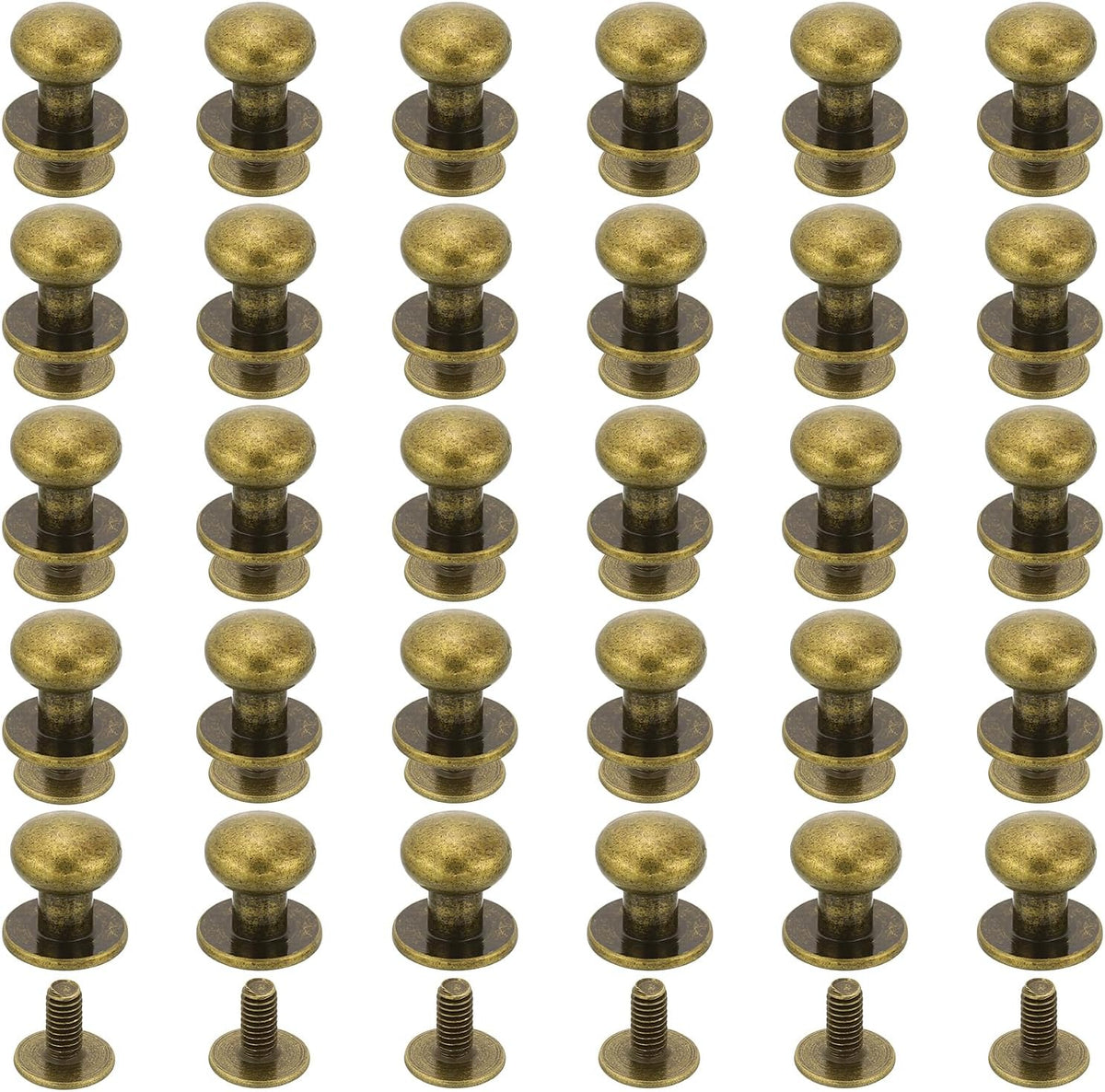 30Pcs 8mm Chicago Screws Round Head Button Leathercraft Rivets for DIY Leather Crafting Decoration Handbag Shoes Belt Repair, Bronze