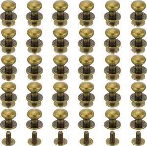 30Pcs 8mm Chicago Screws Round Head Button Leathercraft Rivets for DIY Leather Crafting Decoration Handbag Shoes Belt Repair, Bronze