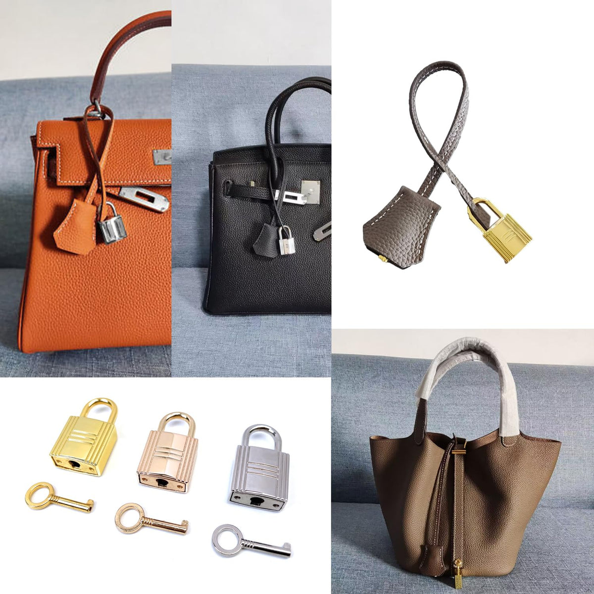 LinkMejor 4 stk Gull Mini Låser med Nycklar til Bag Charms
