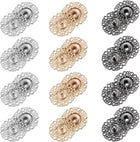 24 Sets Hollow Flower Snap Buttons, 25mm Press Buttons Metal Snap Fasteners for Clothes DIY Crafts, Silver/Gold/Iron Grey