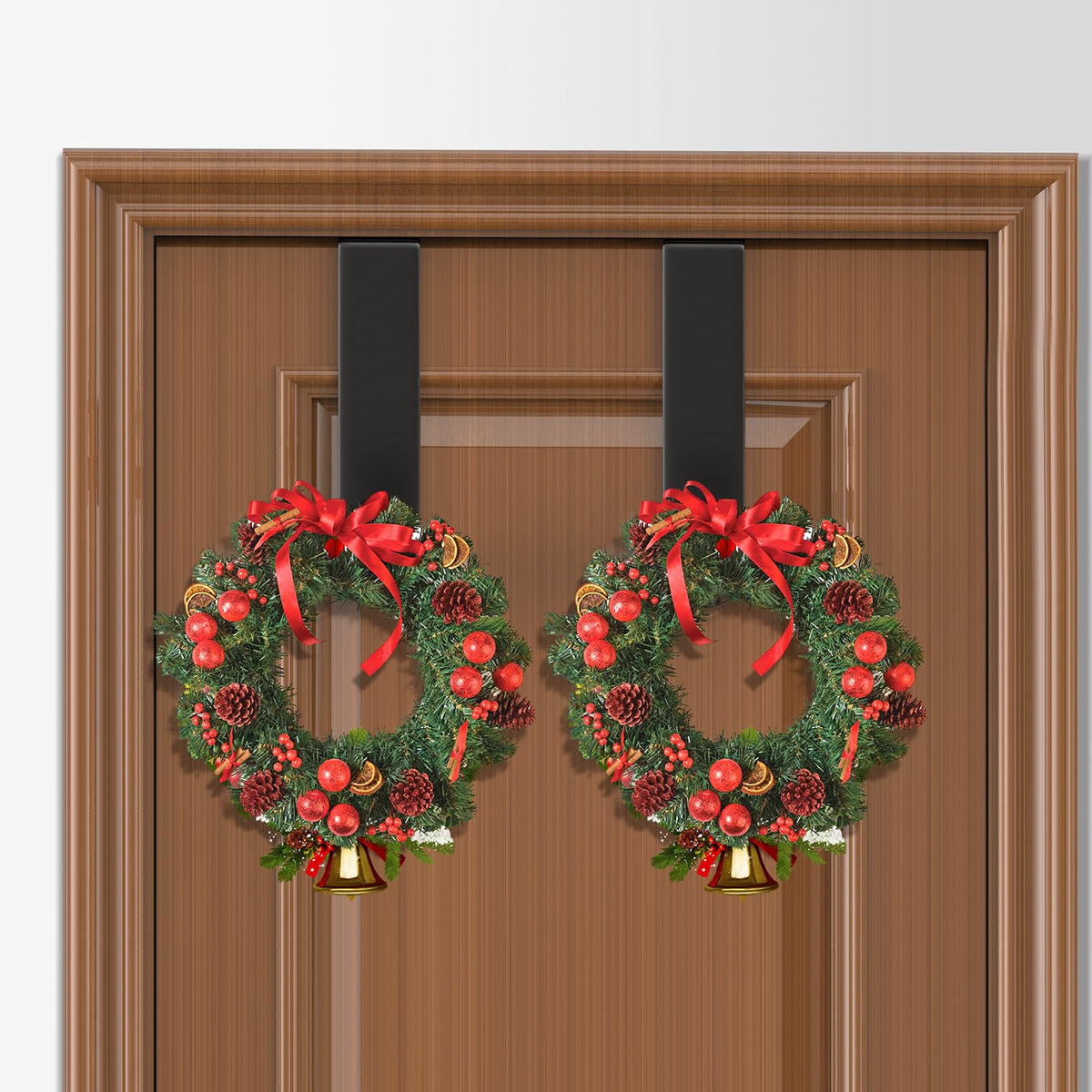 LinkMejor Door Hooks for 1-3/4 Inch Doors, Black- 2 Pack, L Shape