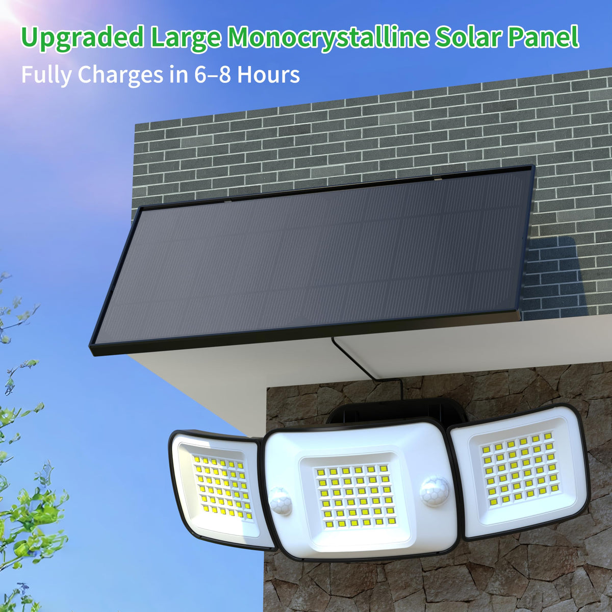 LinkMejor Lâmpadas de Inundação Solares ao Ar Livre 1500LM Sensor de Movimento Duplo Design Dividido