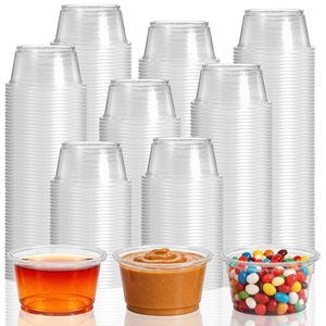 LinkMejor 500 stk 2oz plast delingsskåler uten lokker, klare sausglass