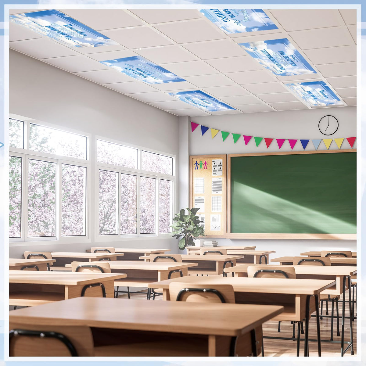 LinkMejor 4 Pcs Fluorescent Light Covers for Ceiling Light 4 x 2 ft, Cloud