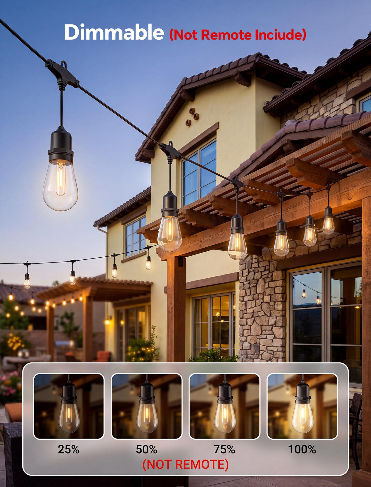 30FT Gartenlaternen für den Patio mit 10+1 Bruchfesten LED-Lampen